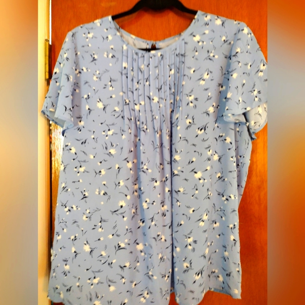 Woman's blouse pleated up top. No tags